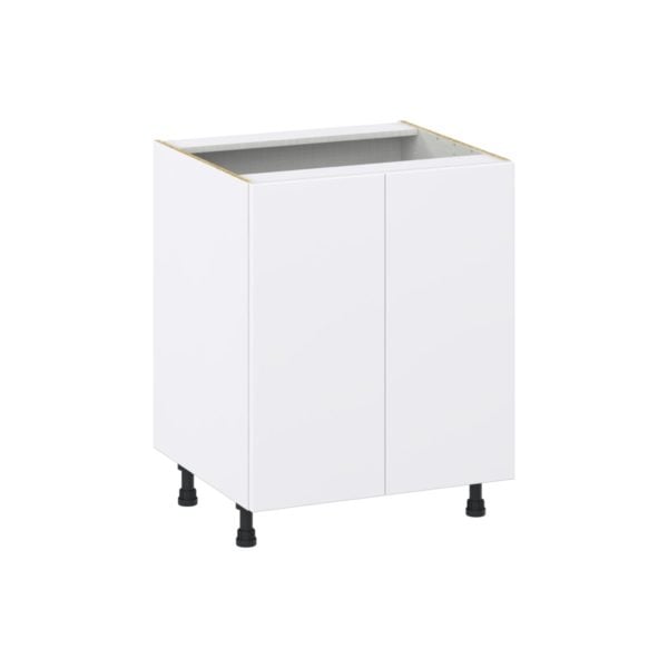 Lily Bright White  Slab Assembled Base Cabinet with a 2 Full High Door and 3 Inner Drawers (27 in. W X 34.5 in. H X 24 in. D)