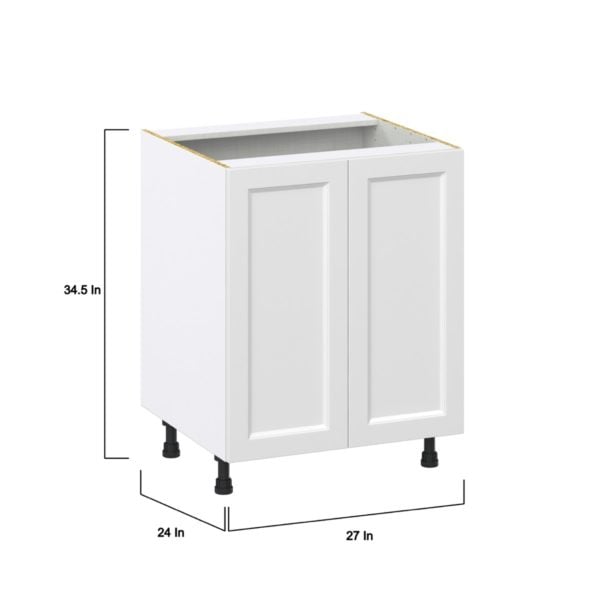 Magnolia Painted Bright White Recessed Assembled Base Cabinet with a 2 Full High Door and 3 Inner Drawers (27 in. W X 34.5 in. H X 24 in. D)