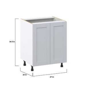 Sea Holly Light Gray  Shaker Assembled Base Cabinet with a 2 Full High Door and 3 Inner Drawers (27 in. W X 34.5 in. H X 24 in. D)