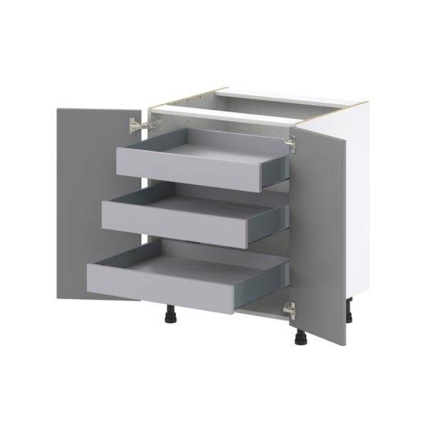 Willow Painted Slate Gray  Shaker Assembled Base Cabinet with a 2 Full High Door and 3 Inner Drawers (27 in. W X 34.5 in. H X 24 in. D)