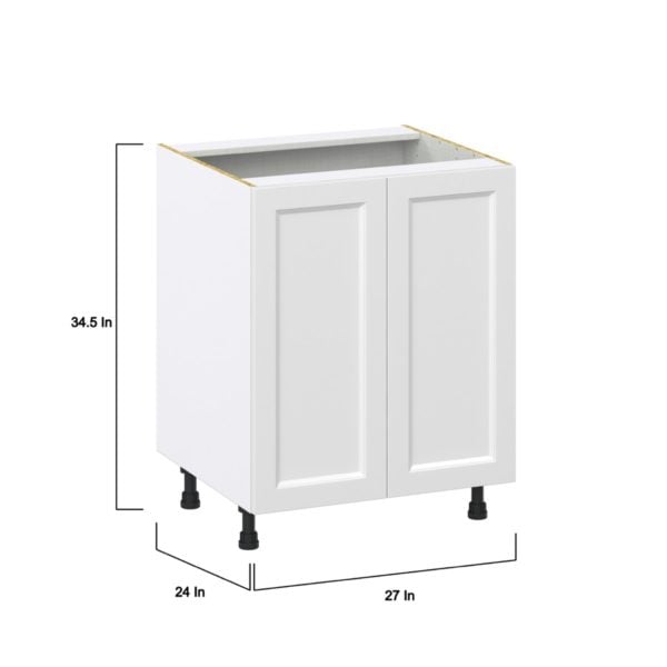 Magnolia Painted Bright White Recessed Assembled Base Cabinet with 2 Full High Door (27 in. W X 34.5 in. H X 24 in. D)