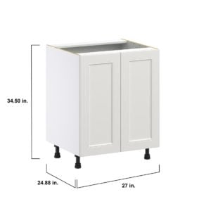 Wisteria Painted Light Gray Recessed Assembled Base Cabinet with 2 Full High Door (27 in. W X 34.5 in. H X 24 in. D)