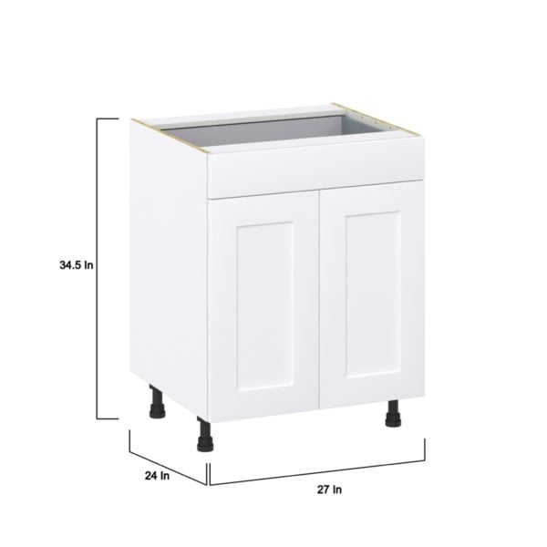 Jasmine Painted Warm White  Shaker Assembled Base Cabinet with 2 Doors and a Drawer (27 in. W X 34.5 in. H X 24 in. D)