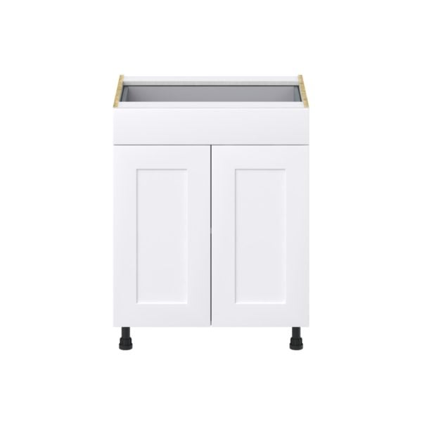 Jasmine Painted Warm White  Shaker Assembled Base Cabinet with 2 Doors and a Drawer (27 in. W X 34.5 in. H X 24 in. D)