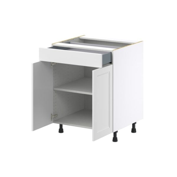 Magnolia Painted Bright White Recessed Assembled Base Cabinet with 2 Doors and a Drawer (27 in. W X 34.5 in. H X 24 in. D)