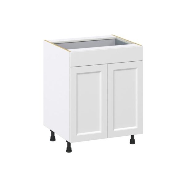 Magnolia Painted Bright White Recessed Assembled Base Cabinet with 2 Doors and a Drawer (27 in. W X 34.5 in. H X 24 in. D)