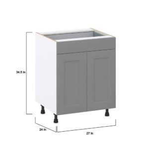 Willow Painted Slate Gray  Shaker Assembled Base Cabinet with 2 Doors and a Drawer (27 in. W X 34.5 in. H X 24 in. D)