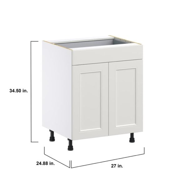 Wisteria Painted Light Gray Recessed Assembled Base Cabinet with 2 Doors and a Drawer (27 in. W X 34.5 in. H X 24 in. D)