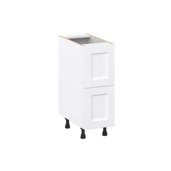 Dahlia Bright White  Shaker Assembled Base Cabinet with 2 Drawers (12 in. W X 34.5 in. H X 24 in. D)