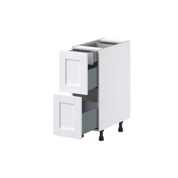 Dahlia Bright White  Shaker Assembled Base Cabinet with 2 Drawers and 1 Inner Drawer (12 in. W X 34.5 in. H X 24 in. D)