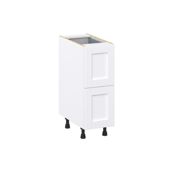 Dahlia Bright White  Shaker Assembled Base Cabinet with 2 Drawers and 1 Inner Drawer (12 in. W X 34.5 in. H X 24 in. D)