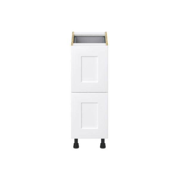 Jasmine Painted Warm White  Shaker Assembled Base Cabinet with 2 Drawers and 1 Inner Drawer (12 in. W X 34.5 in. H X 24 in. D)