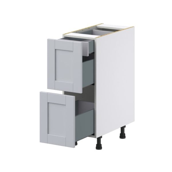 Sea Holly Light Gray  Shaker Assembled Base Cabinet with 2 Drawers and 1 Inner Drawer (12 in. W X 34.5 in. H X 24 in. D)