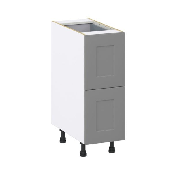 Willow Painted Slate Gray  Shaker Assembled Base Cabinet with 2 Drawers and 1 Inner Drawer (12 in. W X 34.5 in. H X 24 in. D)