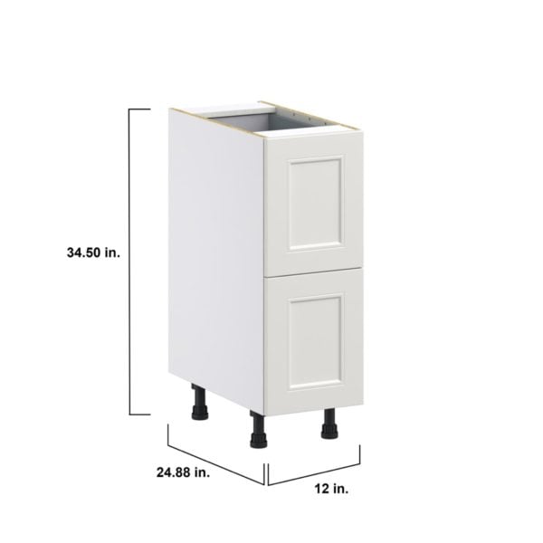 Wisteria Painted Light Gray Recessed Assembled Base Cabinet with 2 Drawers and 1 Inner Drawer (12 in. W X 34.5 in. H X 24 in. D)