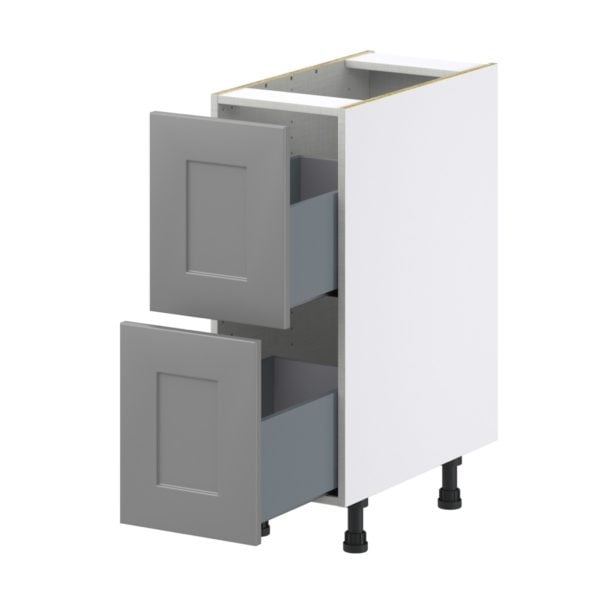 Willow Painted Slate Gray  Shaker Assembled Base Cabinet with 2 Drawers (12 in. W X 34.5 in. H X 24 in. D)