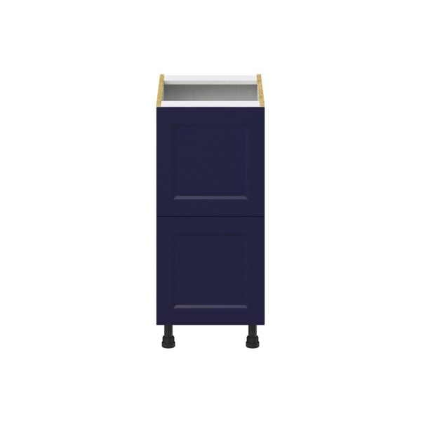 Camellia Painted Midnight Blue Recessed Assembled Base Cabinet with 2 Drawers (15 in. W x 34.5 in. H x 24 in. D)