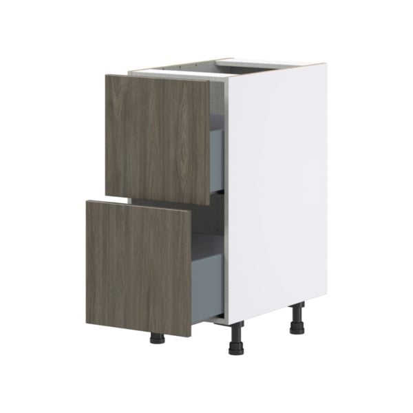 Cordyline Textured Slab Walnut Assembled Base Cabinet with 2 Drawers (15 in. W x 34.5 in. H x 24 in. D)