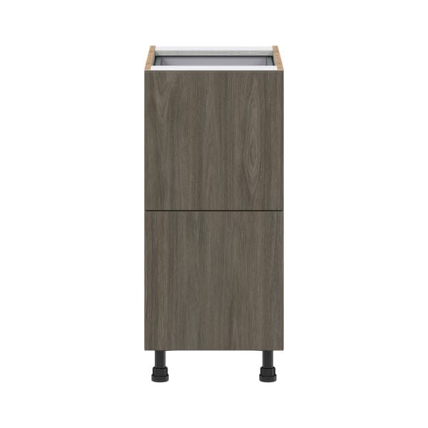 Cordyline Textured Slab Walnut Assembled Base Cabinet with 2 Drawers and 1 Inner Drawer (15 in. W x 34.5 in. H x 24 in. D)