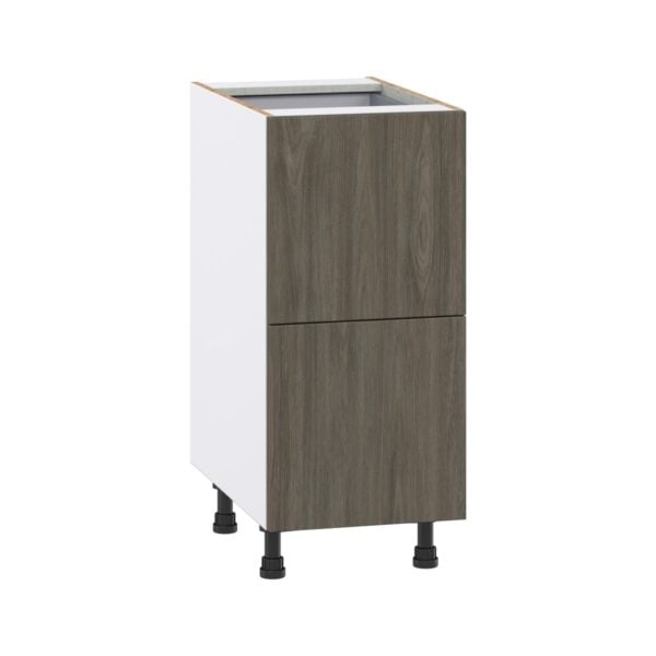 Cordyline Textured Slab Walnut Assembled Base Cabinet with 2 Drawers and 1 Inner Drawer (15 in. W x 34.5 in. H x 24 in. D)