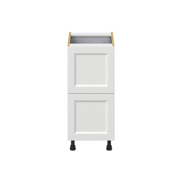 Magnolia Painted Bright White Recessed Assembled Base Cabinet with 2 Drawers and 1 Inner Drawer (15 in. W x 34.5 in. H x 24 in. D)