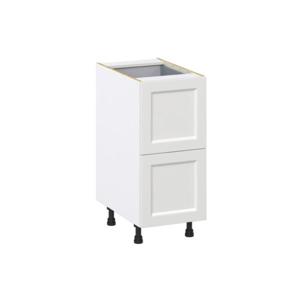 Magnolia Painted Bright White Recessed Assembled Base Cabinet with 2 Drawers and 1 Inner Drawer (15 in. W x 34.5 in. H x 24 in. D)