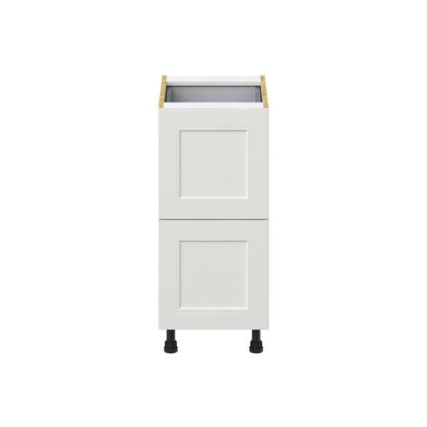 Wisteria Painted Light Gray Recessed Assembled Base Cabinet with 2 Drawers and 1 Inner Drawer (15 in. W x 34.5 in. H x 24 in. D)