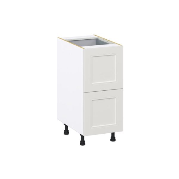 Wisteria Painted Light Gray Recessed Assembled Base Cabinet with 2 Drawers and 1 Inner Drawer (15 in. W x 34.5 in. H x 24 in. D)