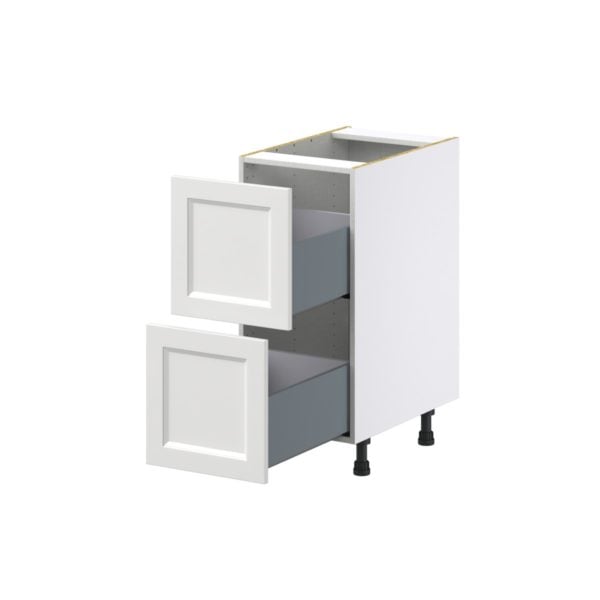 Magnolia Painted Bright White Recessed Assembled Base Cabinet with 2 Drawers (15 in. W x 34.5 in. H x 24 in. D)