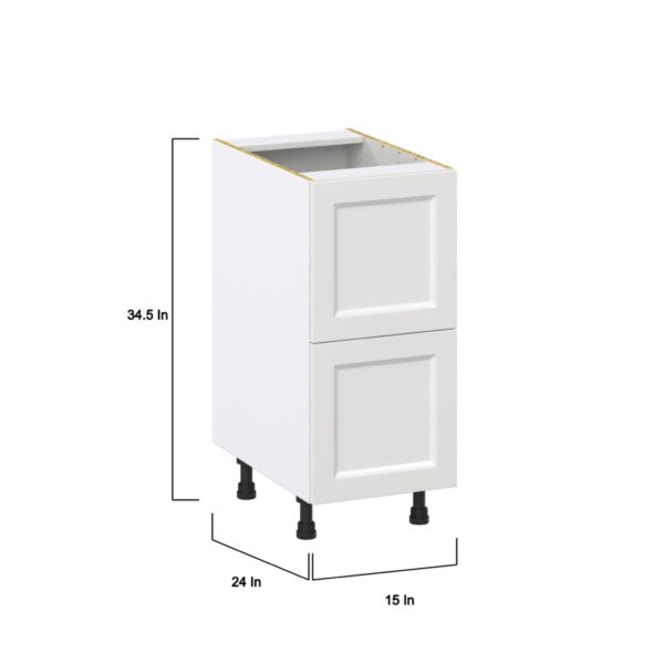 Magnolia Painted Bright White Recessed Assembled Base Cabinet with 2 Drawers (15 in. W x 34.5 in. H x 24 in. D)