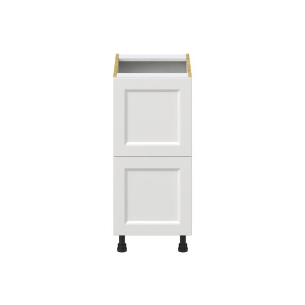 Magnolia Painted Bright White Recessed Assembled Base Cabinet with 2 Drawers (15 in. W x 34.5 in. H x 24 in. D)