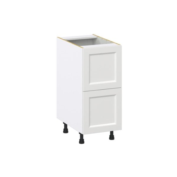 Magnolia Painted Bright White Recessed Assembled Base Cabinet with 2 Drawers (15 in. W x 34.5 in. H x 24 in. D)