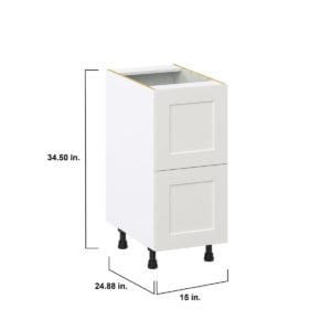 Wisteria Painted Light Gray Recessed Assembled Base Cabinet with 2 Drawers (15 in. W x 34.5 in. H x 24 in. D)