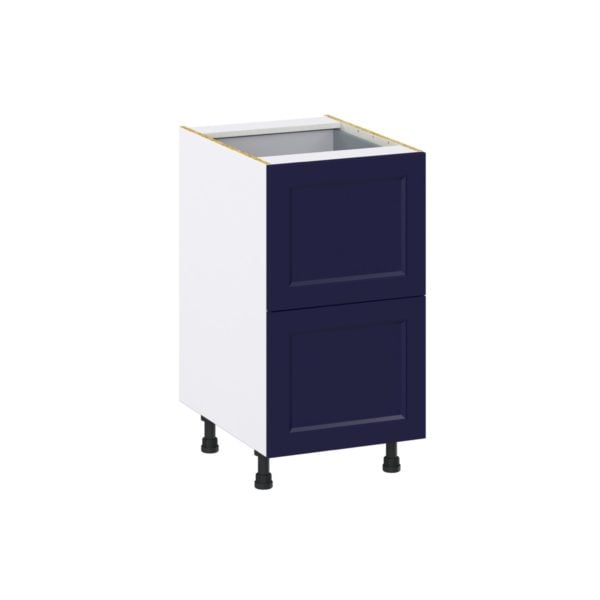 Camellia Painted Midnight Blue Recessed Assembled Base Cabinet with 2 Drawers and 1 Inner Drawer (18 in. W x 34.5 in. H x 24 in. D)