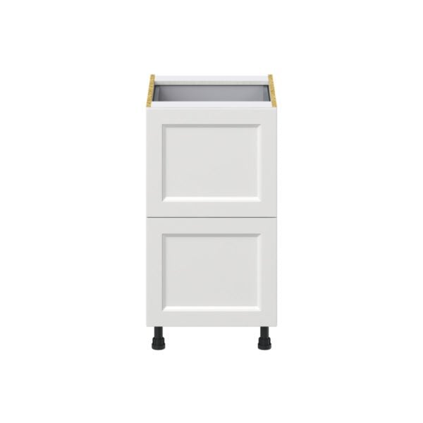 Magnolia Painted Bright White Recessed Assembled Base Cabinet with 2 Drawers and 1 Inner Drawer (18 in. W x 34.5 in. H x 24 in. D)