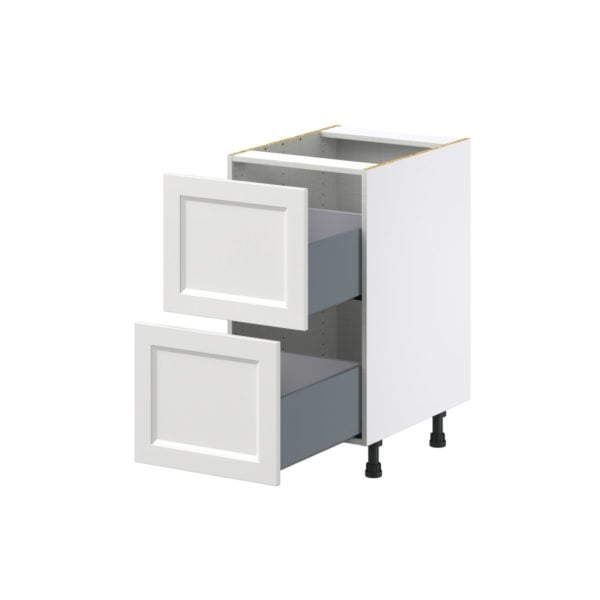 Magnolia Painted Bright White Recessed Assembled Base Cabinet with 2 Drawers (18 in. W x 34.5 in. H x 24 in. D)