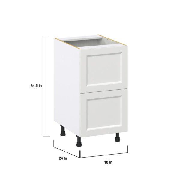 Magnolia Painted Bright White Recessed Assembled Base Cabinet with 2 Drawers (18 in. W x 34.5 in. H x 24 in. D)