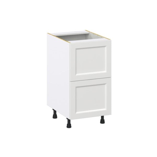 Magnolia Painted Bright White Recessed Assembled Base Cabinet with 2 Drawers (18 in. W x 34.5 in. H x 24 in. D)