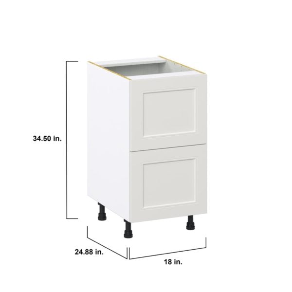 Wisteria Painted Light Gray Recessed Assembled Base Cabinet with 2 Drawers (18 in. W x 34.5 in. H x 24 in. D)