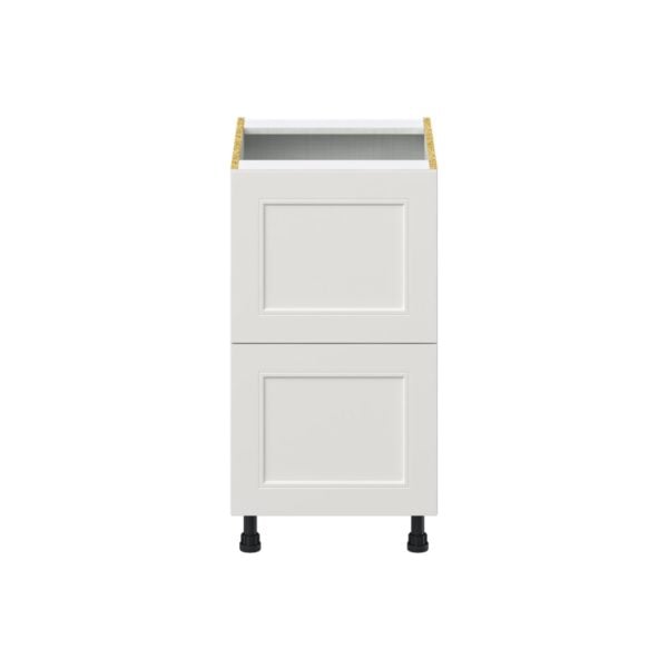 Wisteria Painted Light Gray Recessed Assembled Base Cabinet with 2 Drawers (18 in. W x 34.5 in. H x 24 in. D)