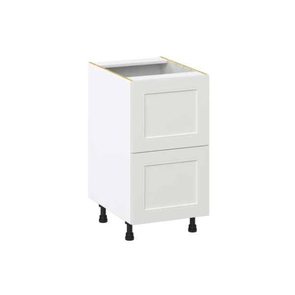 Wisteria Painted Light Gray Recessed Assembled Base Cabinet with 2 Drawers (18 in. W x 34.5 in. H x 24 in. D)