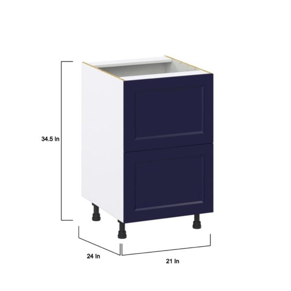 Camellia Painted Midnight Blue Recessed Assembled Base Cabinet with 2 Drawers (21 in. W X 34.5 in. H X 24 in. D)