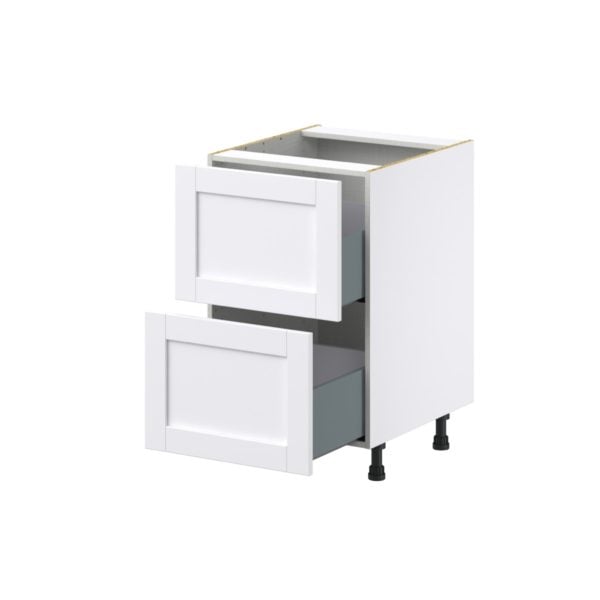 Dahlia Bright White  Shaker Assembled Base Cabinet with 2 Drawers (21 in. W X 34.5 in. H X 24 in. D)