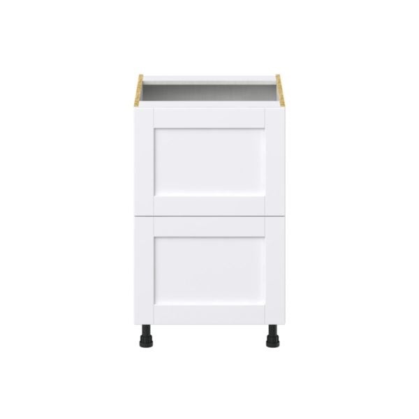 Dahlia Bright White  Shaker Assembled Base Cabinet with 2 Drawers (21 in. W X 34.5 in. H X 24 in. D)