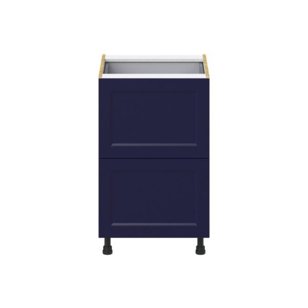 Camellia Painted Midnight Blue Recessed Assembled Base Cabinet with 2 Drawers and a Inner Drawer (21 in. W X 34.5 in. H X 24 in. D)