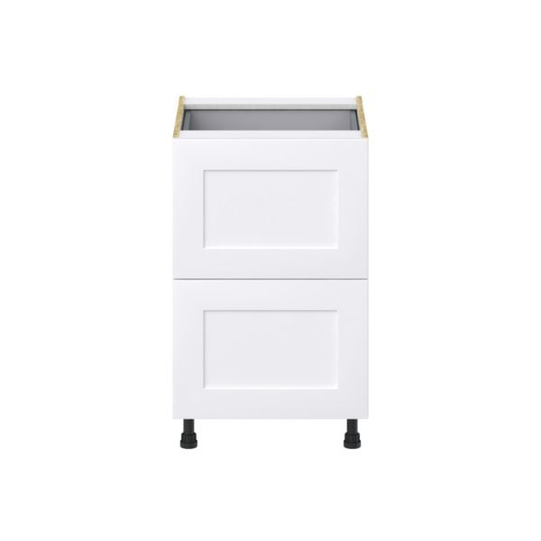 Jasmine Painted Warm White  Shaker Assembled Base Cabinet with 2 Drawers and a Inner Drawer (21 in. W X 34.5 in. H X 24 in. D)