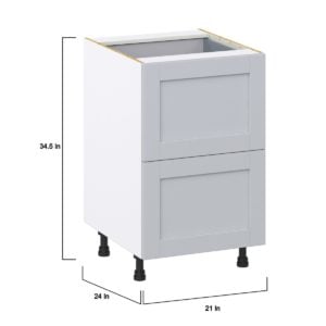 Sea Holly Light Gray  Shaker Assembled Base Cabinet with 2 Drawers and a Inner Drawer (21 in. W X 34.5 in. H X 24 in. D)