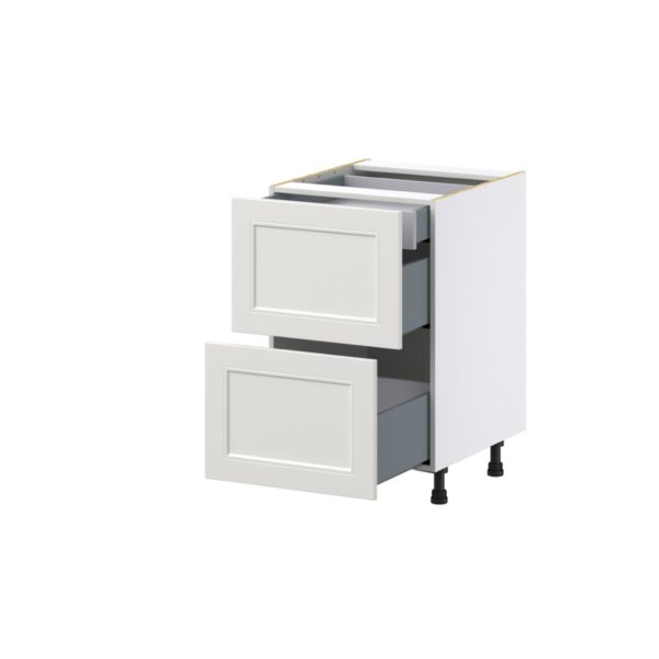 Wisteria Painted Light Gray Recessed Assembled Base Cabinet with 2 Drawers and a Inner Drawer (21 in. W X 34.5 in. H X 24 in. D)