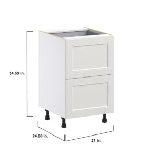 Wisteria Painted Light Gray Recessed Assembled Base Cabinet with 2 Drawers and a Inner Drawer (21 in. W X 34.5 in. H X 24 in. D)