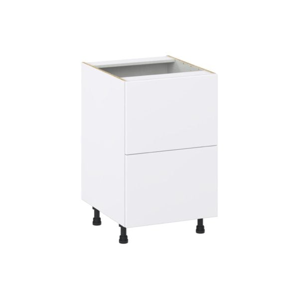 Lily Bright White  Slab Assembled Base Cabinet with 2 Drawers (21 in. W X 34.5 in. H X 24 in. D)